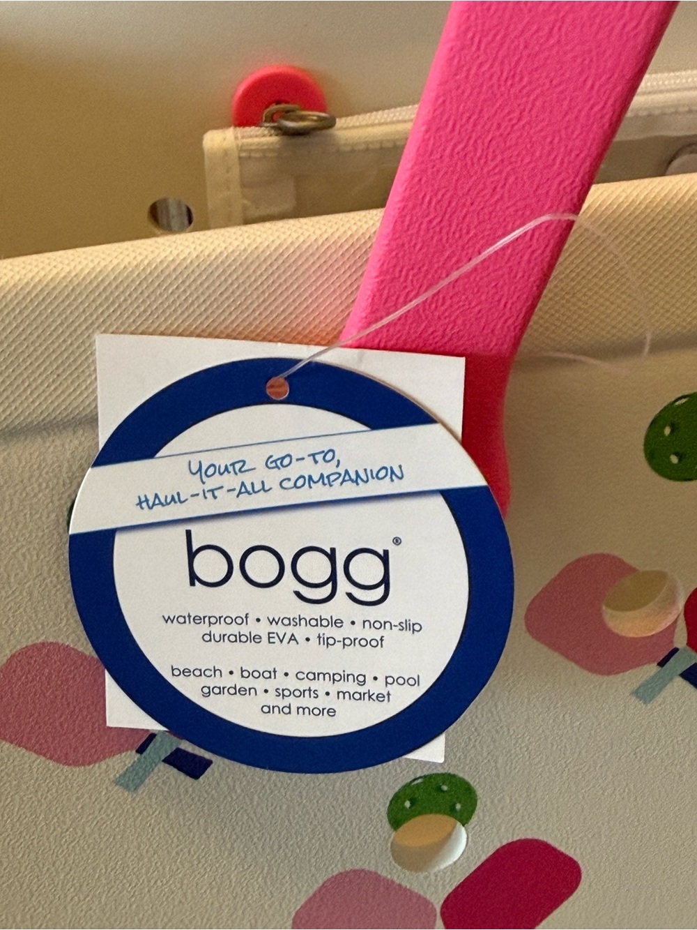 Original Bogg Bag Large Beach Tote MVP Sports Pickleball White Pink Green NWT - Picture 9 of 10